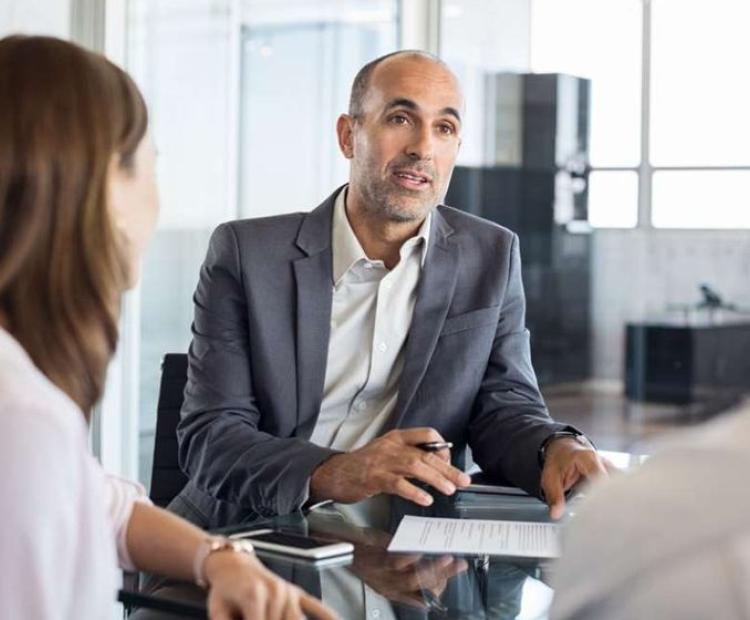 A consulting meeting where people are discussing strategy
